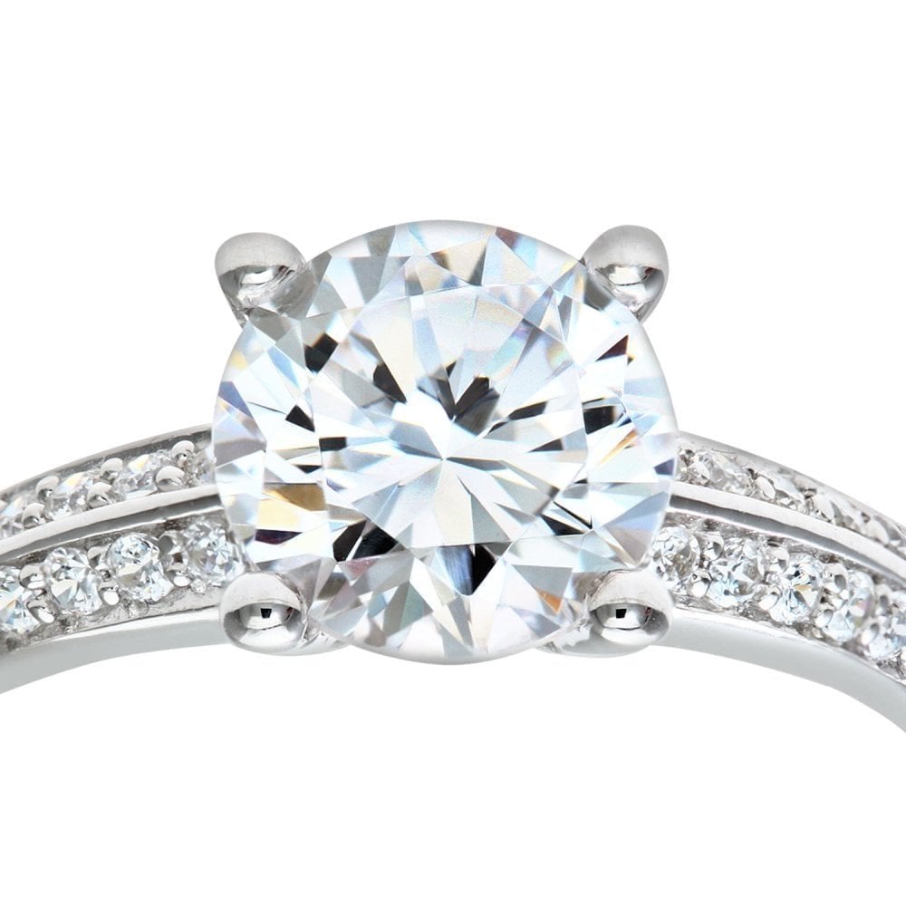 9ct White Gold Cubic Zirconia Engagement Ring