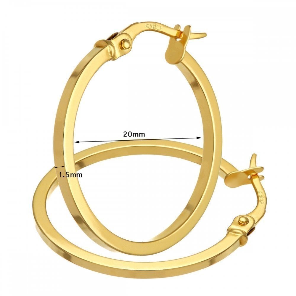 9ct Yellow Gold 2cm Diameter Hoop Earrings