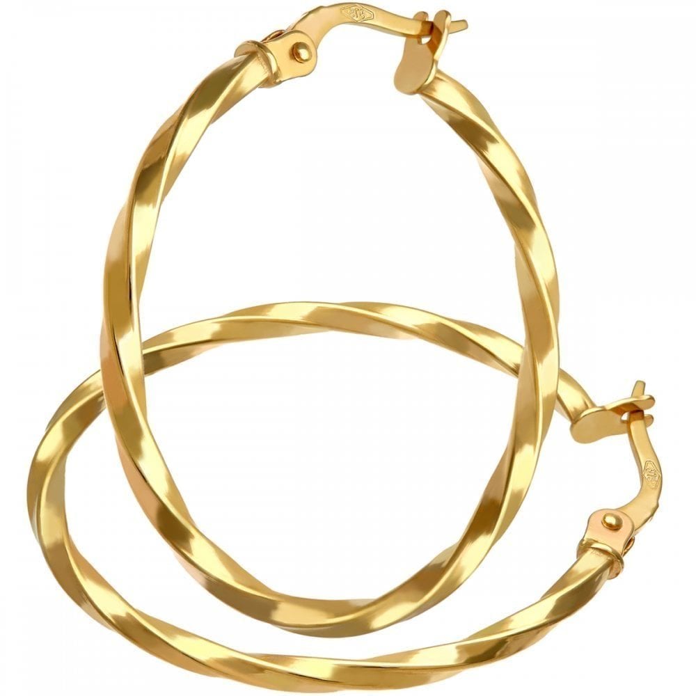 Twist Medium Hoop Earrings 9ct Yellow Gold | Prime Jewellery