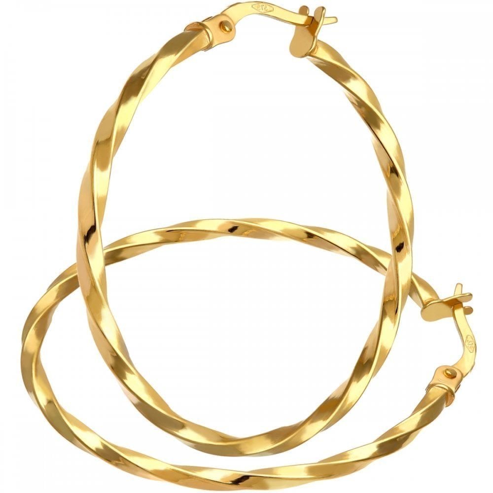 Twist Large Hoop Earrings 9ct Yellow Gold | Prime Jewellery