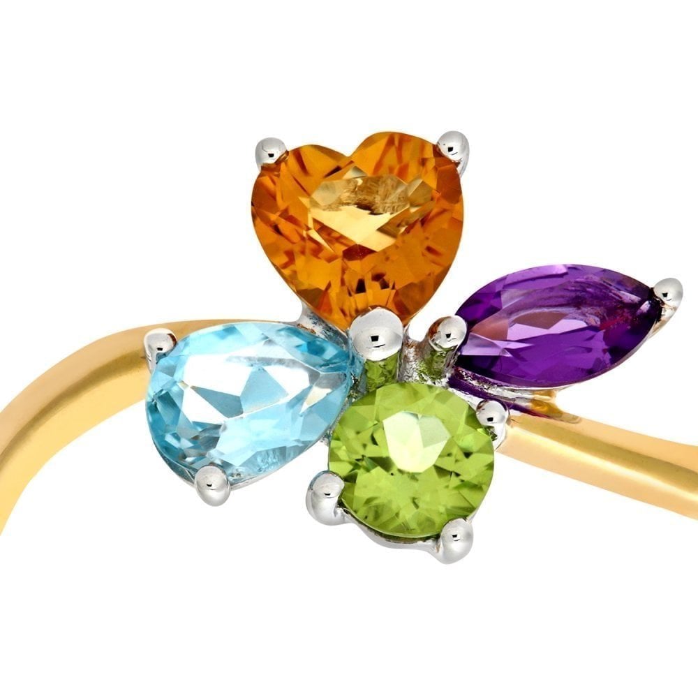 9ct Yellow Gold Multi Gem Stone Ring