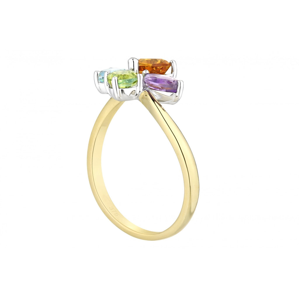 9ct Yellow Gold Multi Gem Stone Ring
