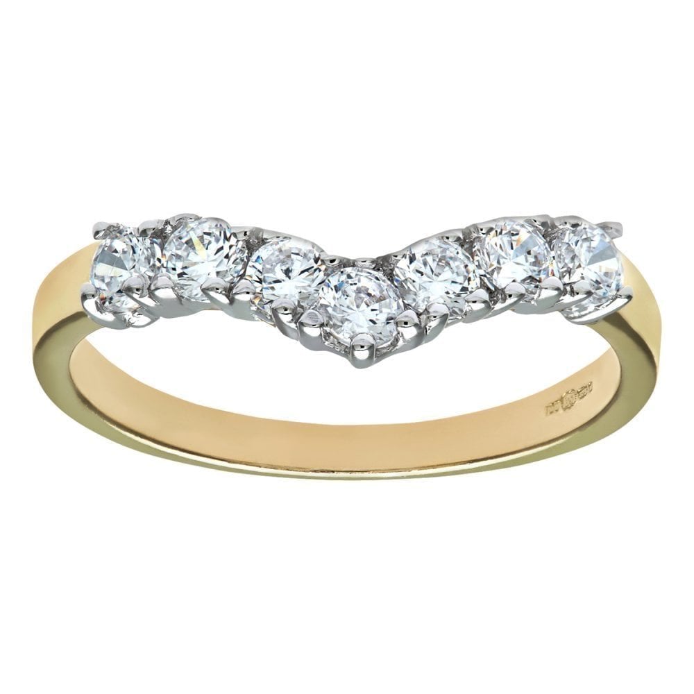 9ct Yellow and White Gold Ring in Wishbone Design