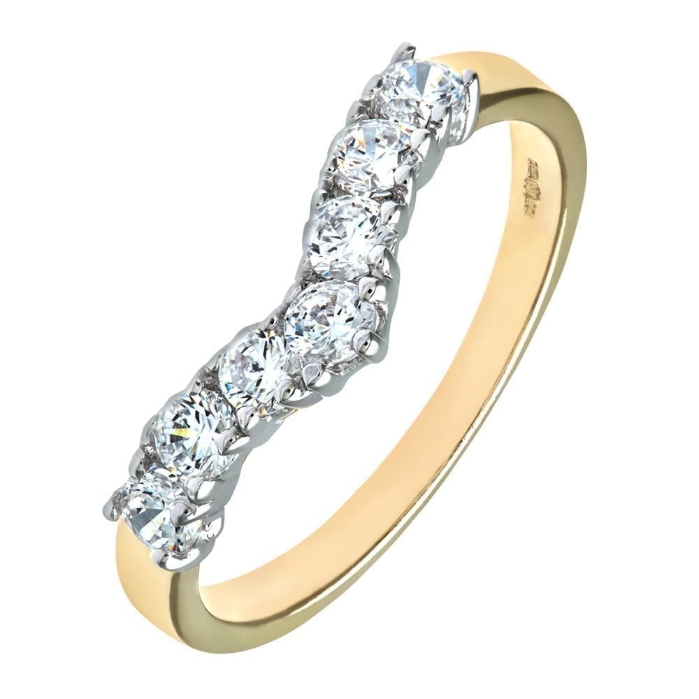 9ct Yellow and White Gold Ring in Wishbone Design