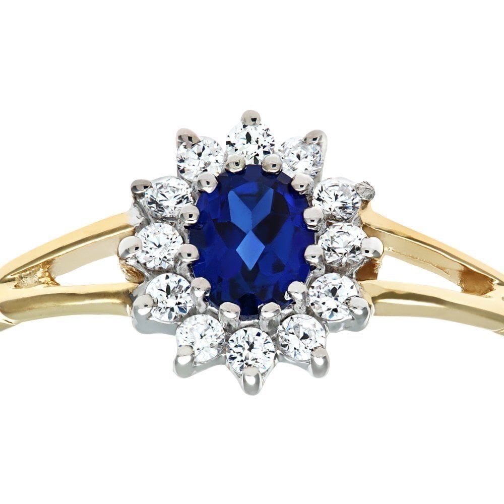 9ct Yellow and White Gold Sapphire Ring in Cluster Design