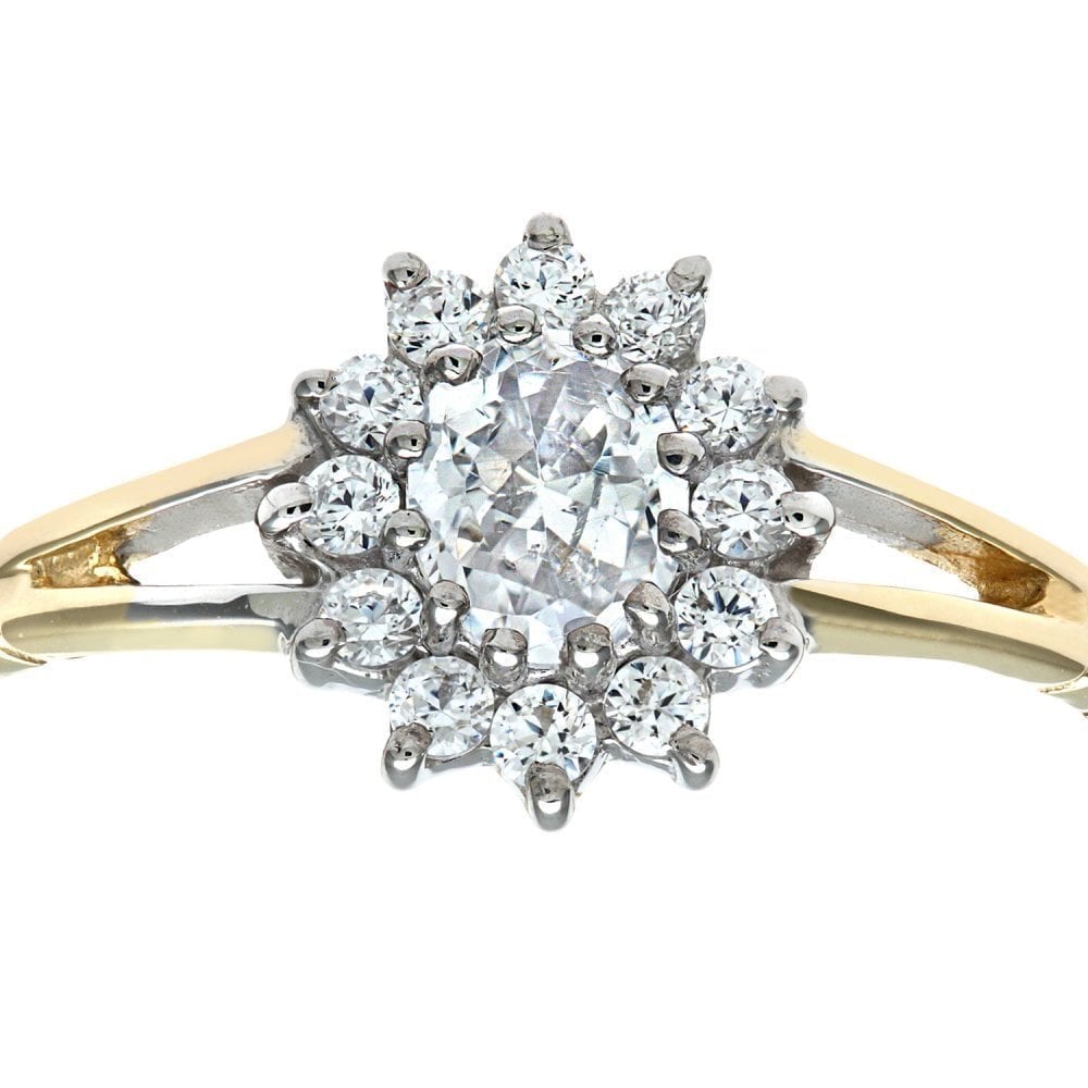 9ct Yellow and White Gold Ring in Cluster Design