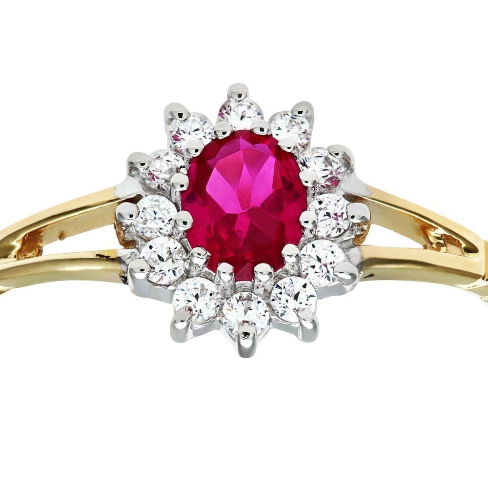 9ct Yellow and White Gold Ruby Ring in Cluster Design