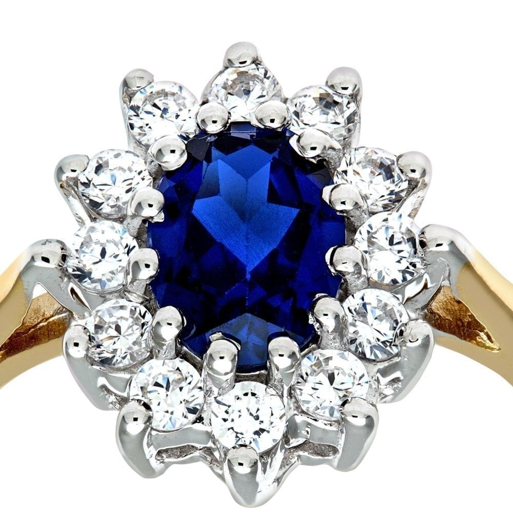 9ct Yellow and White Gold Sapphire Ring in Cluster Design