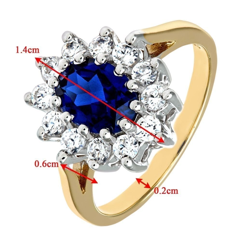 9ct Yellow and White Gold Sapphire Ring in Cluster Design