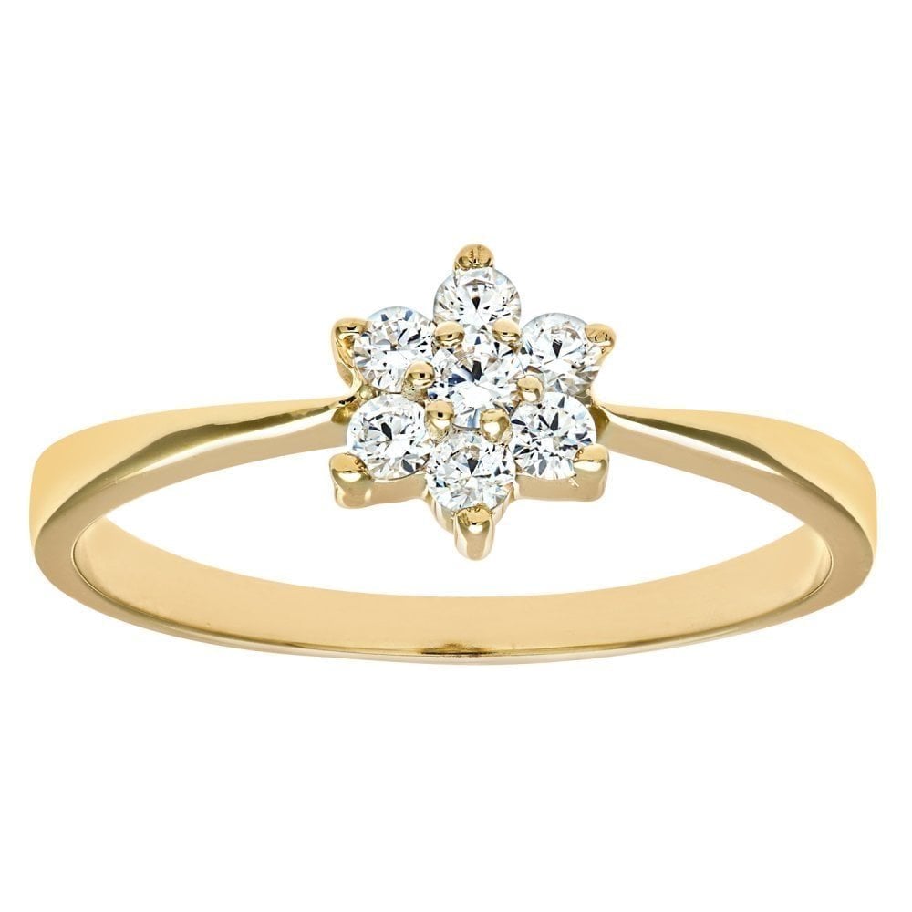 9ct Yellow Gold Ring in Cluster Design