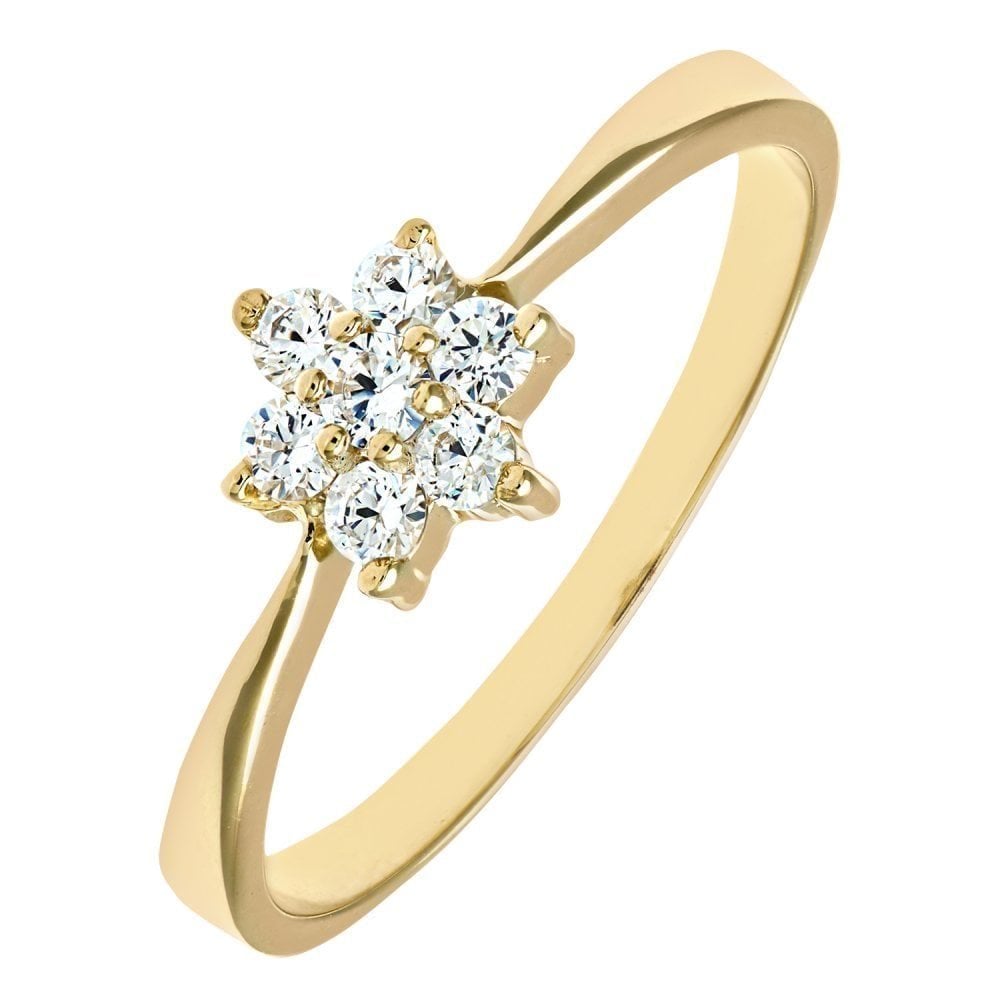 9ct Yellow Gold Ring in Cluster Design