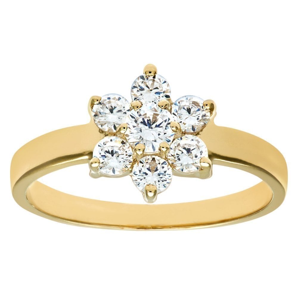 9ct Yellow Gold Ring Daisy in Cluster Design