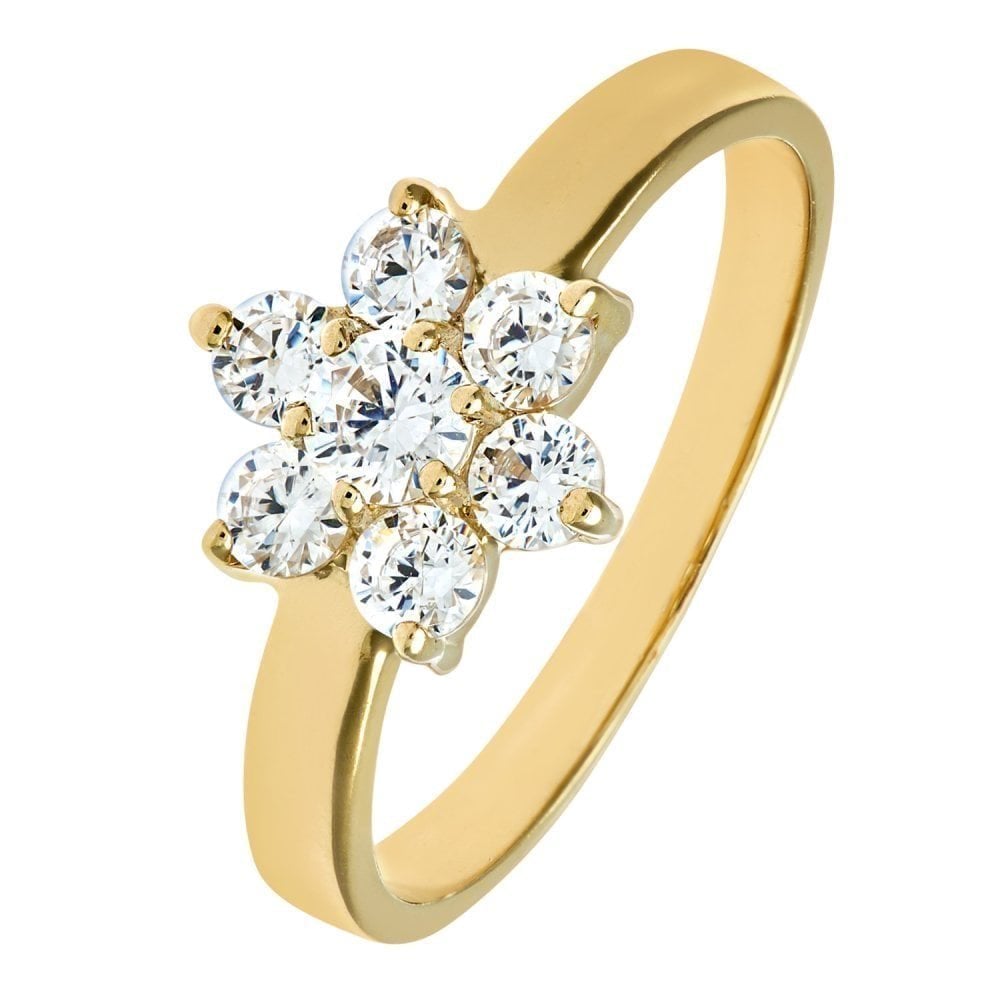 9ct Yellow Gold Ring Daisy in Cluster Design