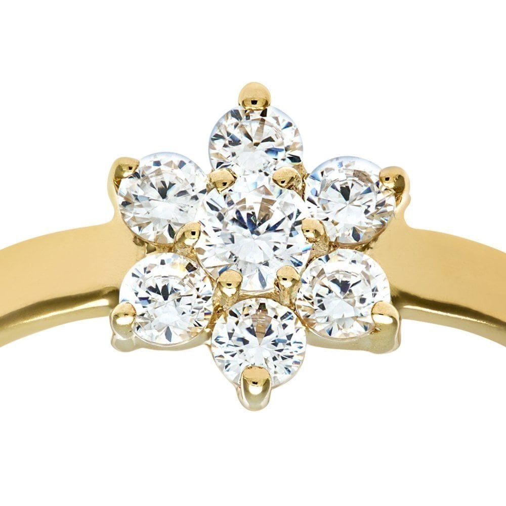 9ct Yellow Gold Ring Daisy in Cluster Design