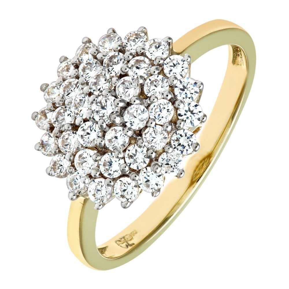 9ct Yellow and White Gold Cluster Ring