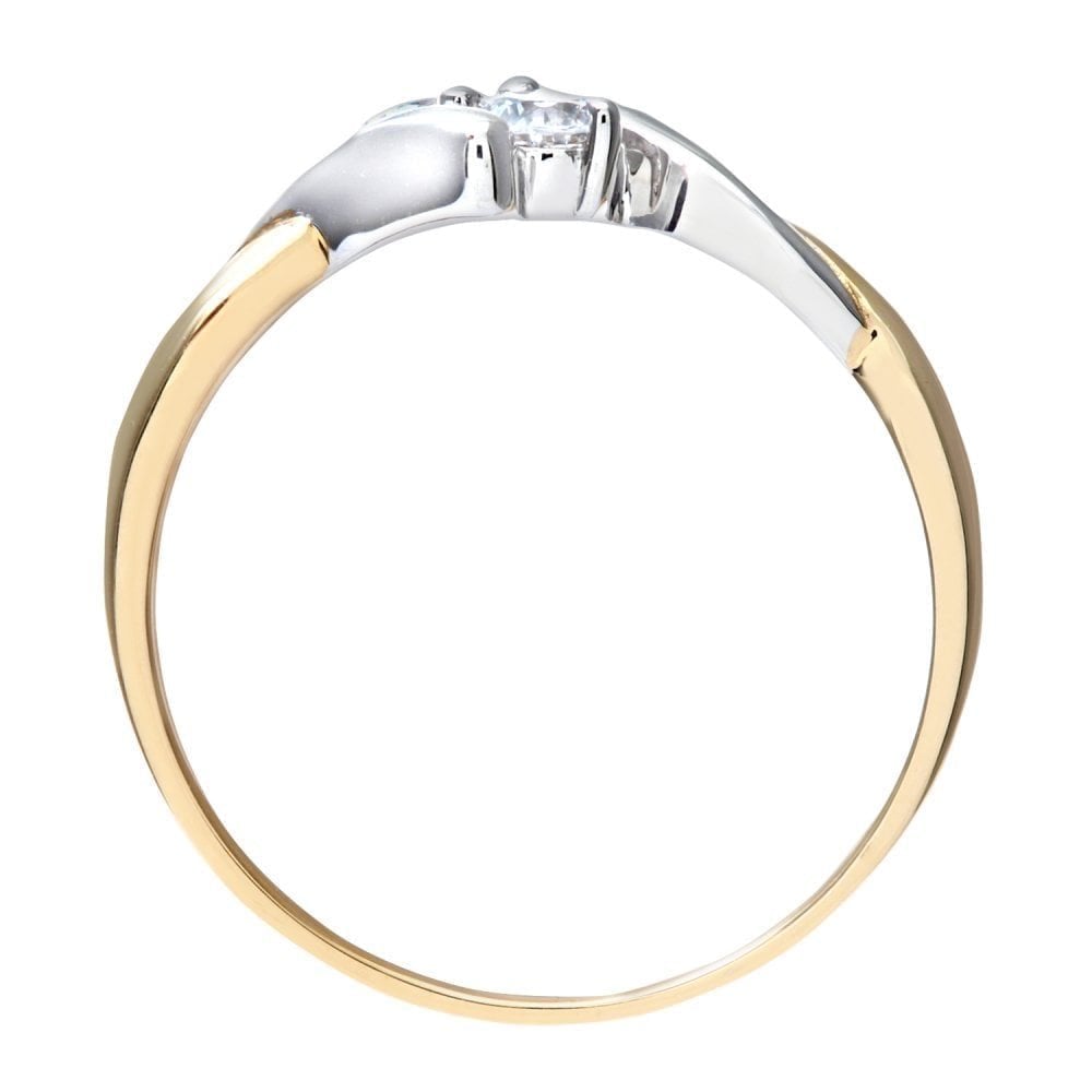 9ct Yellow Gold and Rhodium Plated Cublic Zirconia Ring