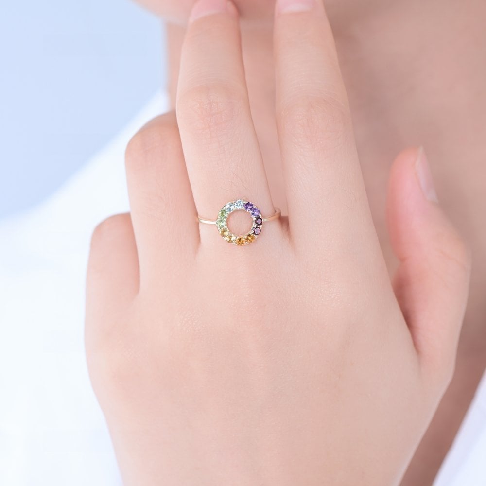 9ct Yellow Gold Multi Gem Dress Ring