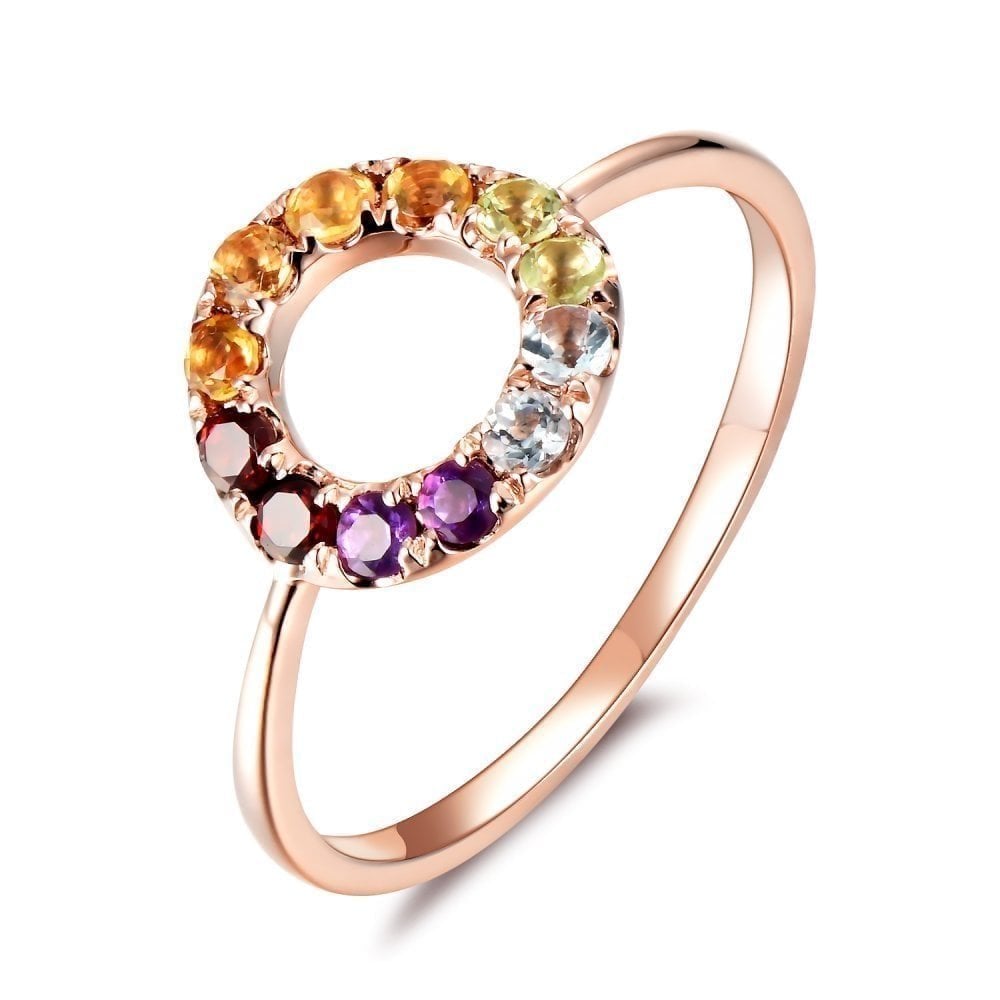 9ct Rose Gold Multi Gem Dress Ring