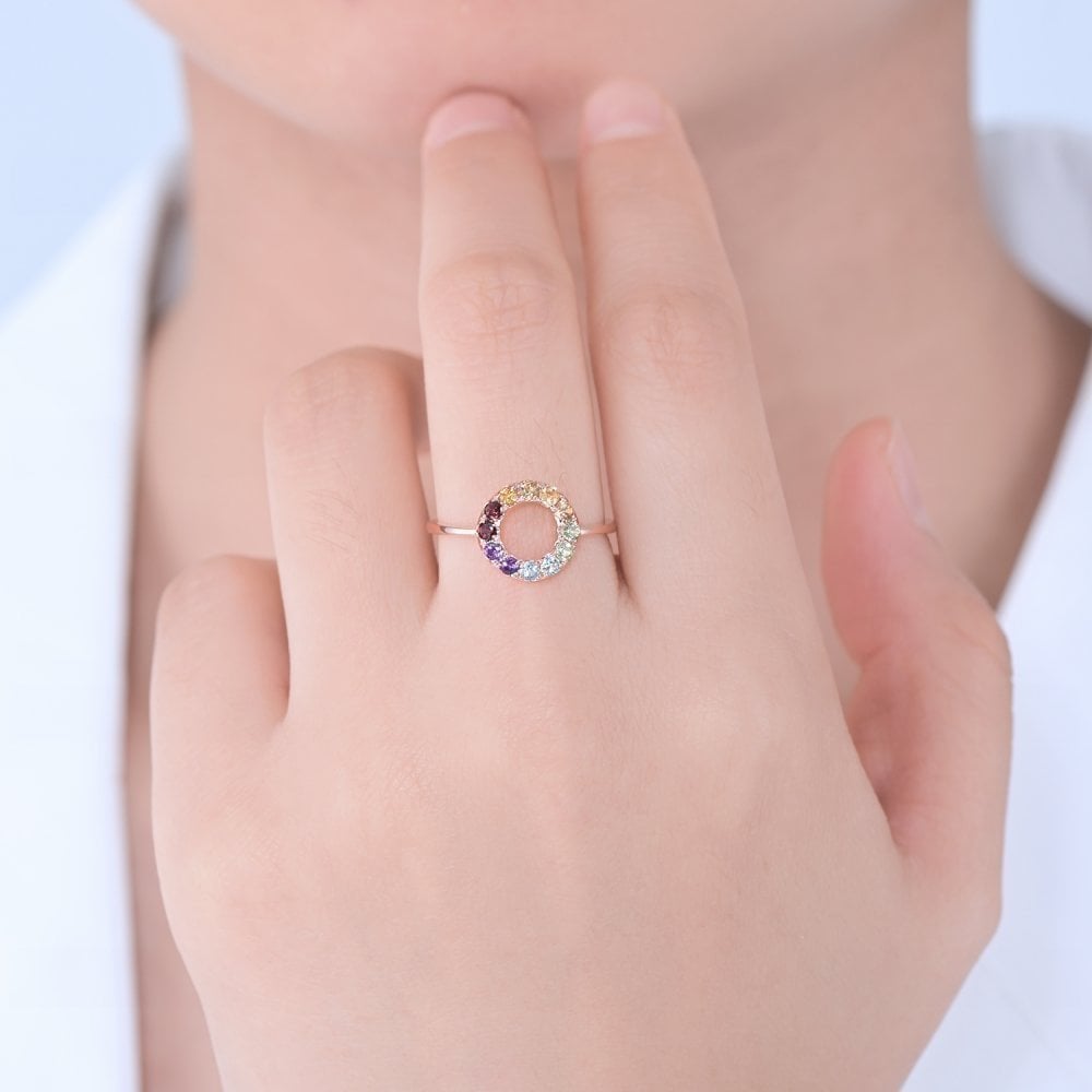 9ct Rose Gold Multi Gem Dress Ring