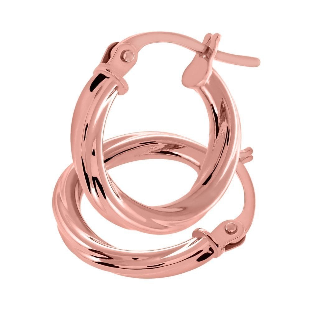 9ct Rose Gold Polished Twist Hoop Earrings