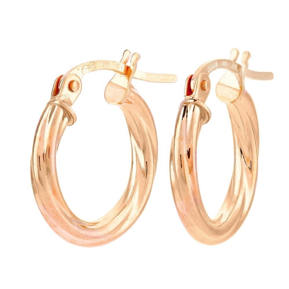 9ct Rose Gold Polished Twist Hoop Earrings