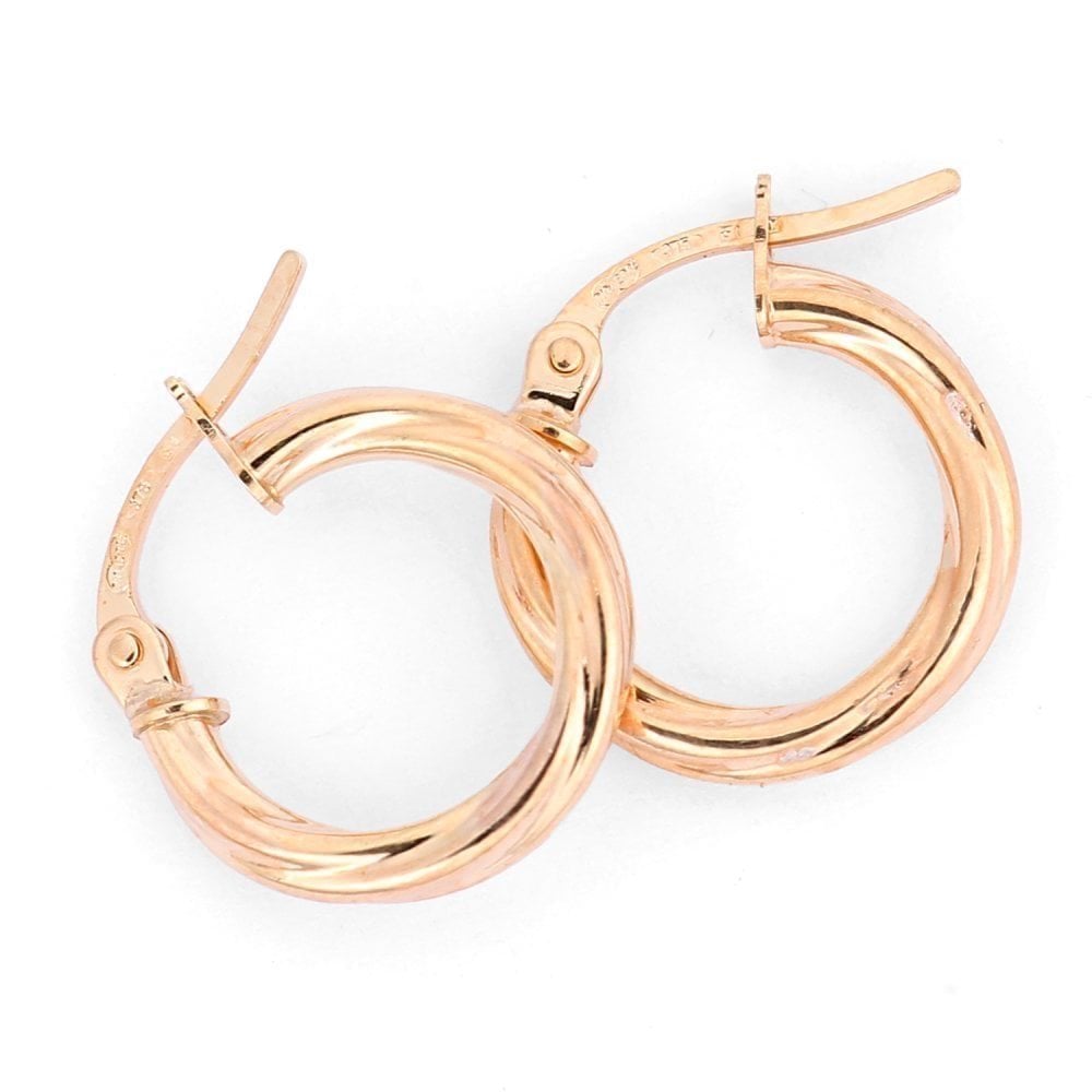 9ct Rose Gold Polished Twist Hoop Earrings