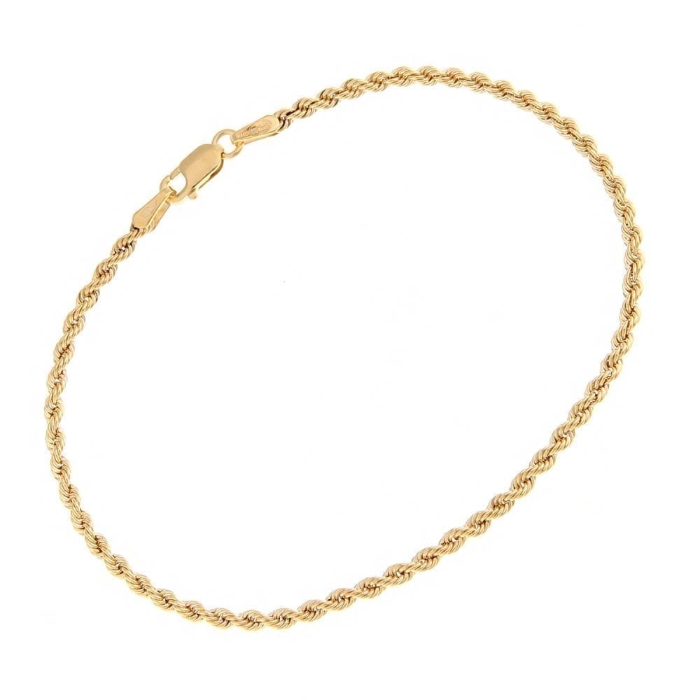 9ct Yellow Gold Rope Bracelet of Length 18.4cm