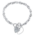 9ct White Gold Padlock Charm Bracelet with Safety Chain