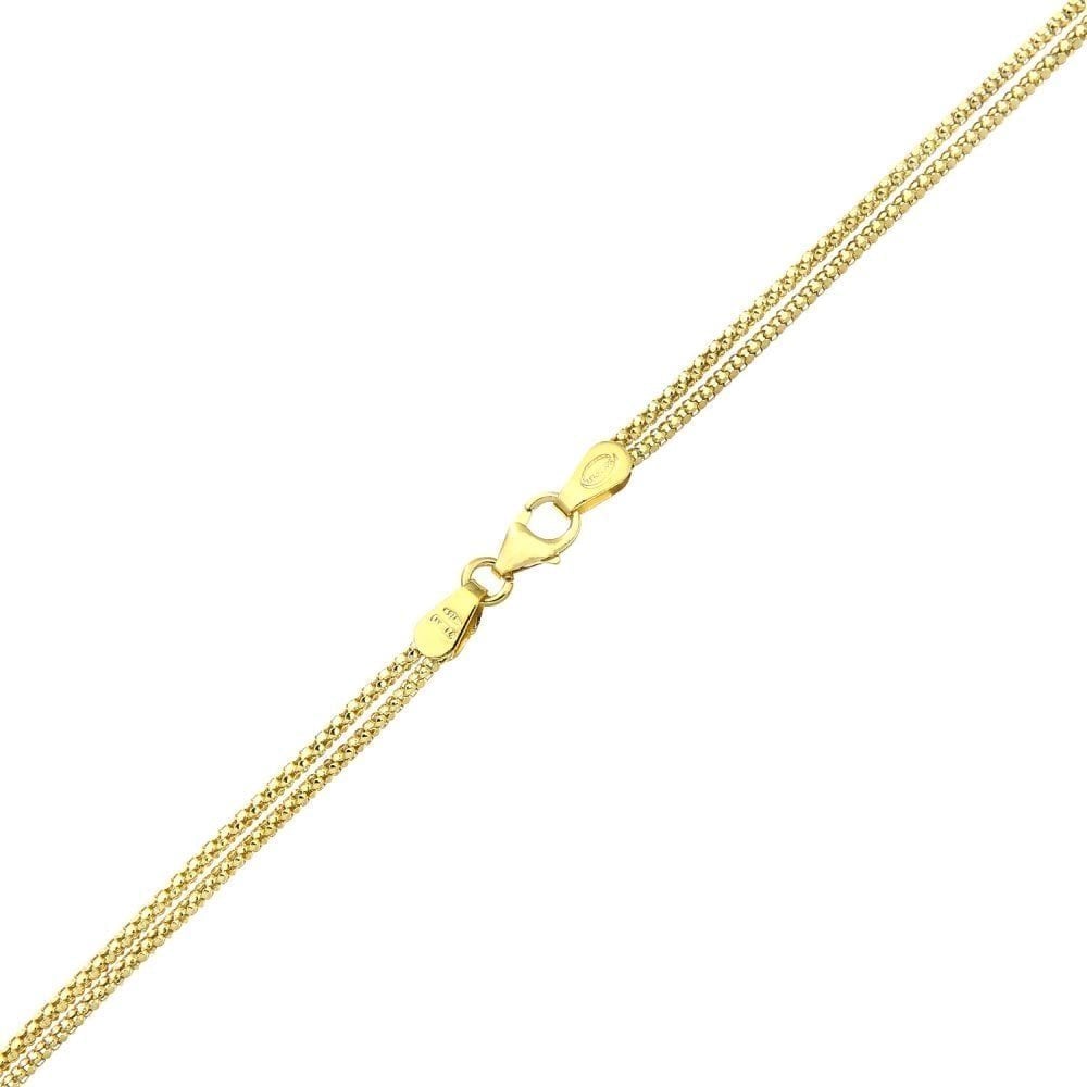9ct Yellow Gold Necklace, Tassle and Popcorn Knot 46cm Length