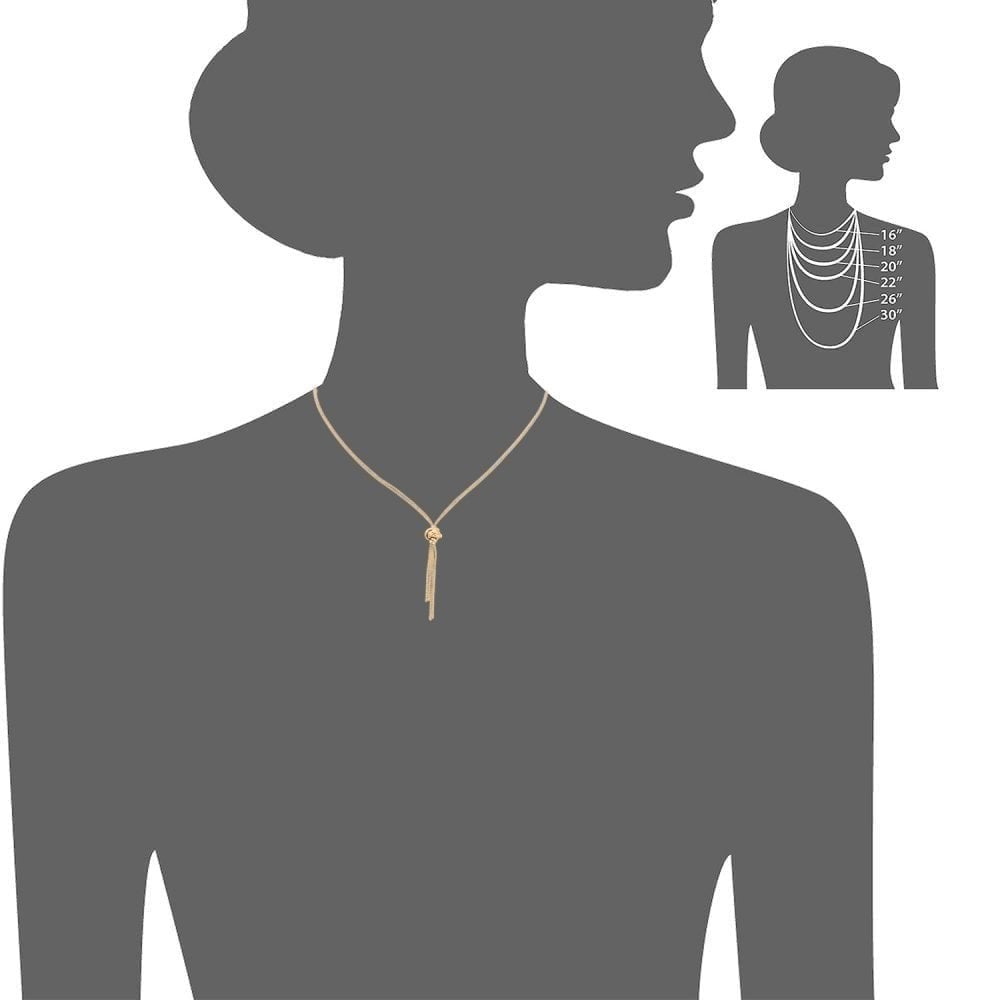 9ct Yellow Gold Necklace, Tassle and Popcorn Knot 46cm Length