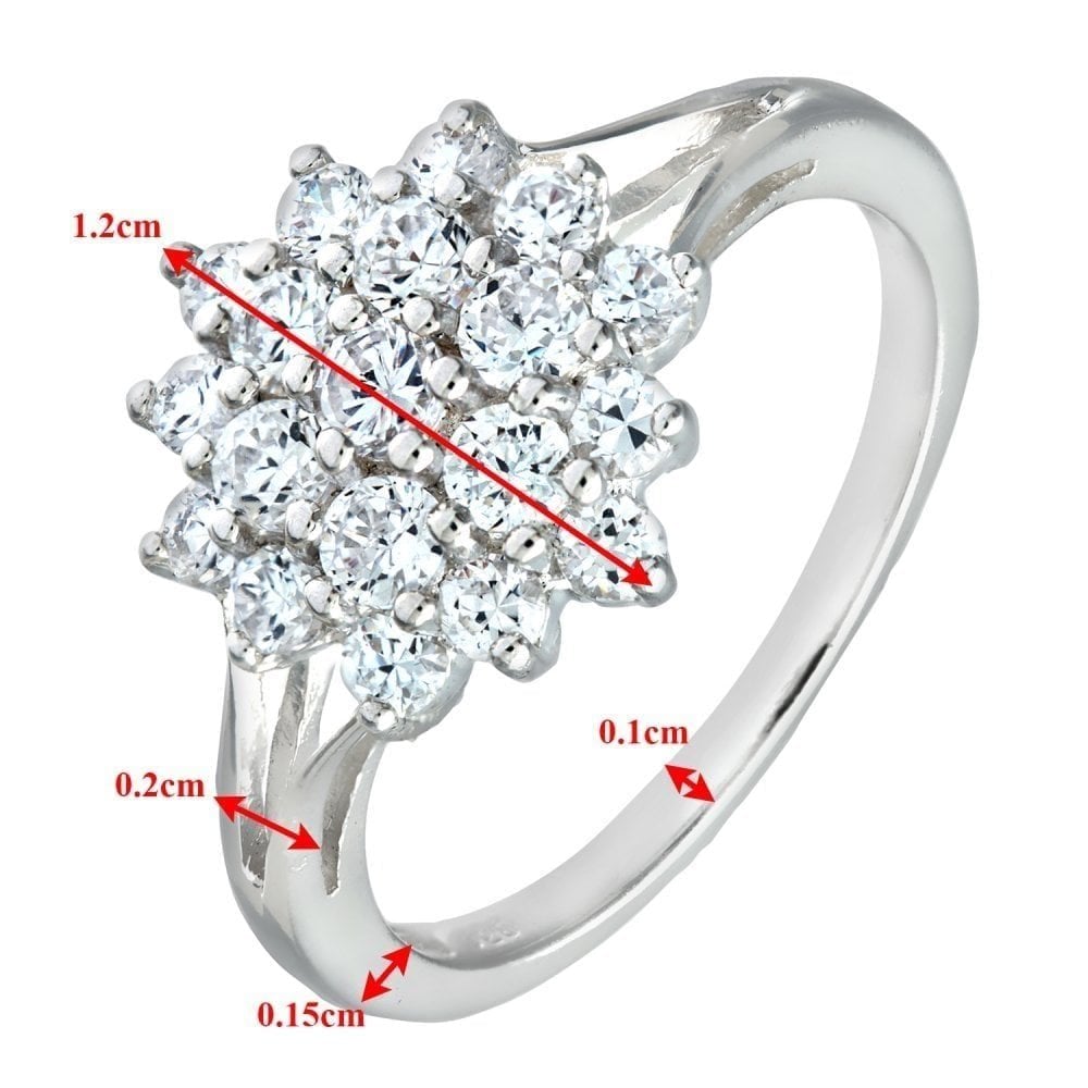 Silver CZ Ring in Cluster Design