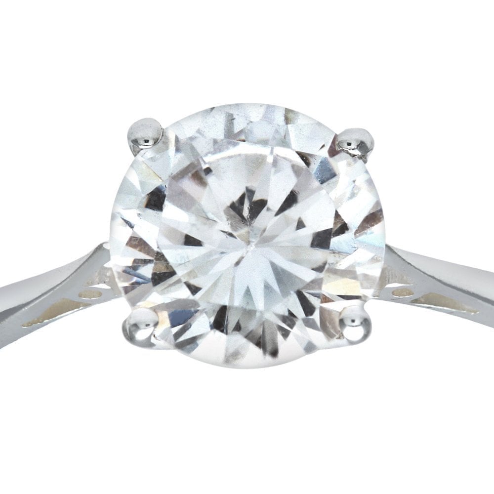 Silver CZ Solitaire Ring