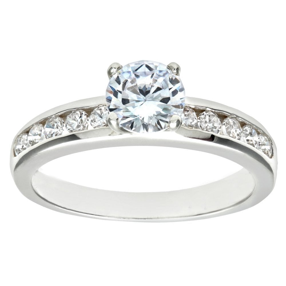 Silver CZ Engagement Ring