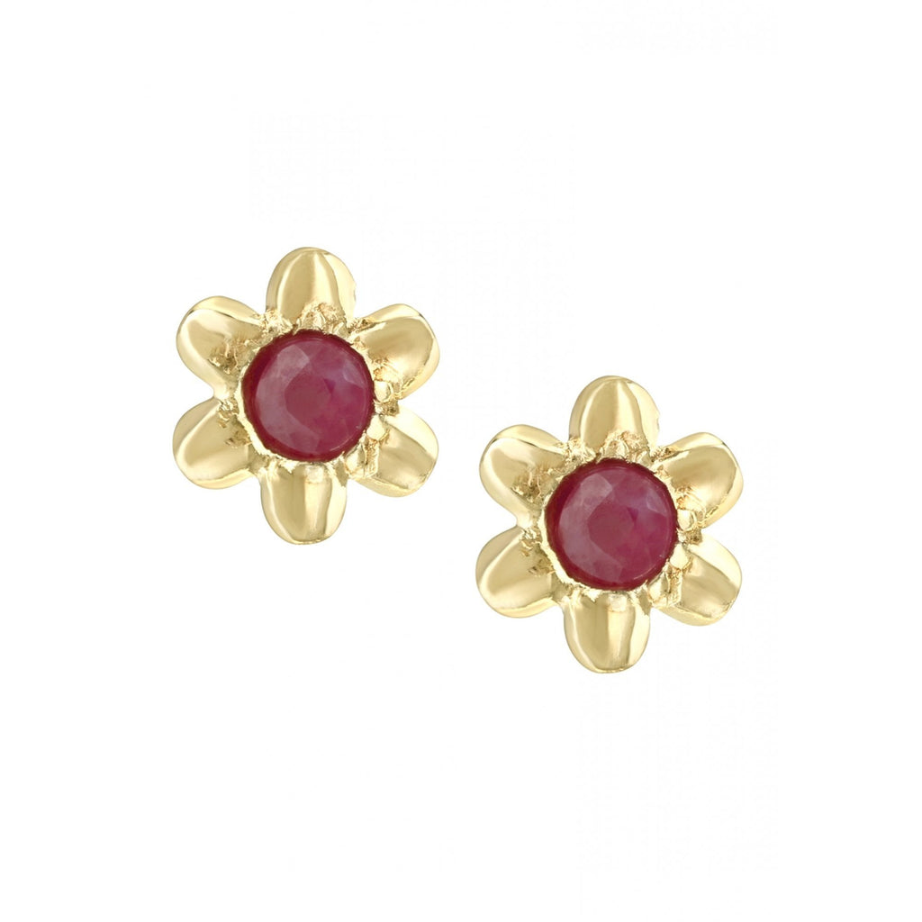 Round Ruby Flower - detail view | Prime Jewellery