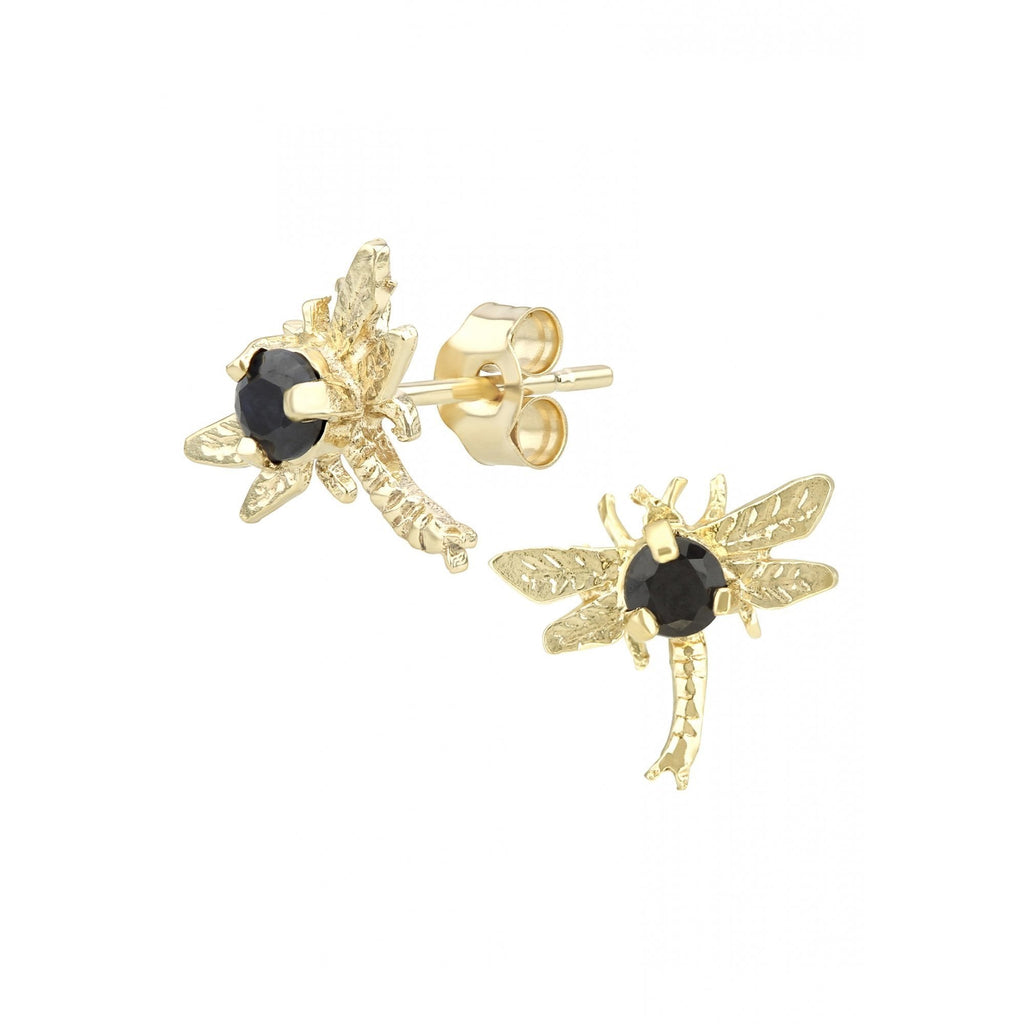 Black Sapphire Stud Earrings - detail view | Prime Jewellery