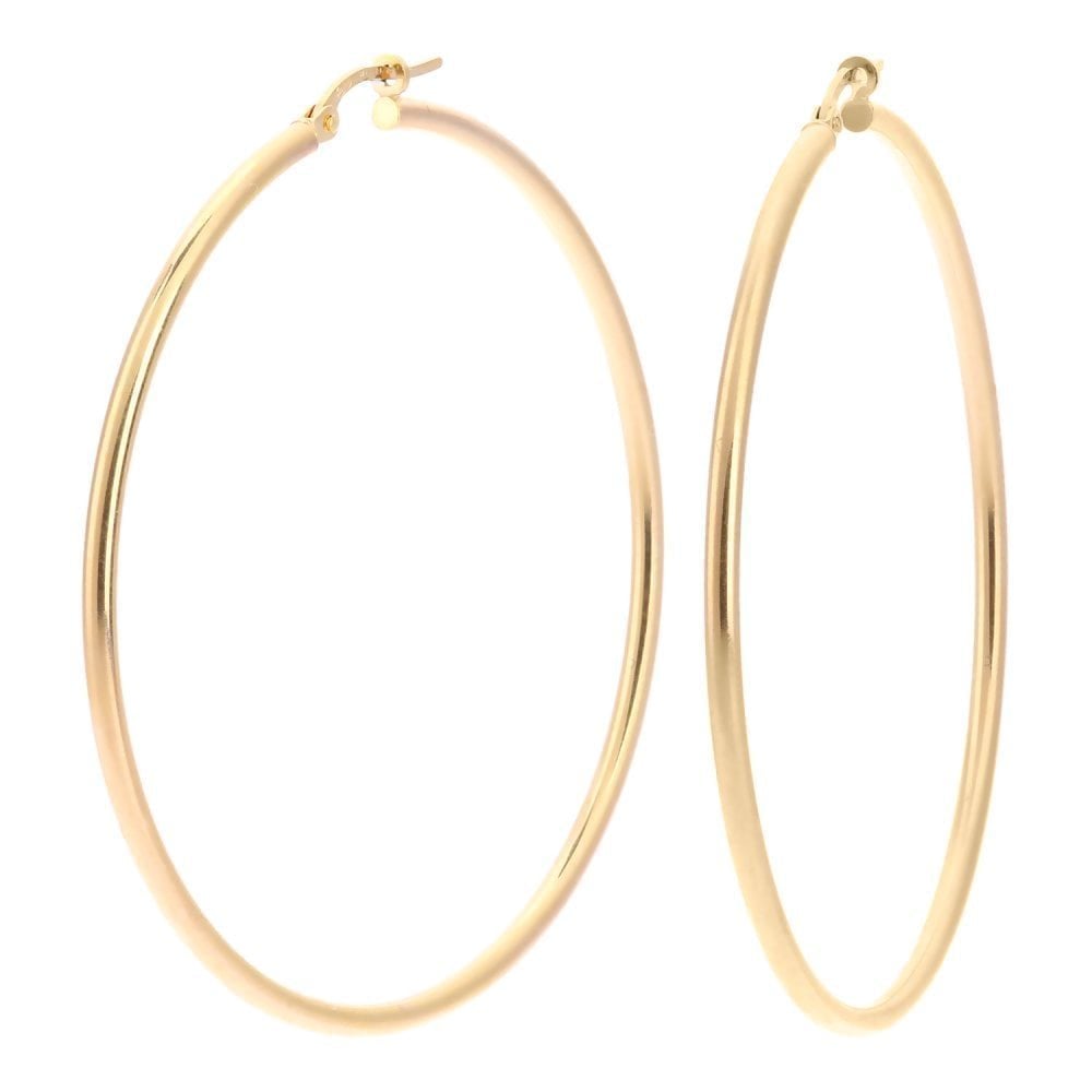 9ct Yellow Gold Large Slim Hoop Earrings