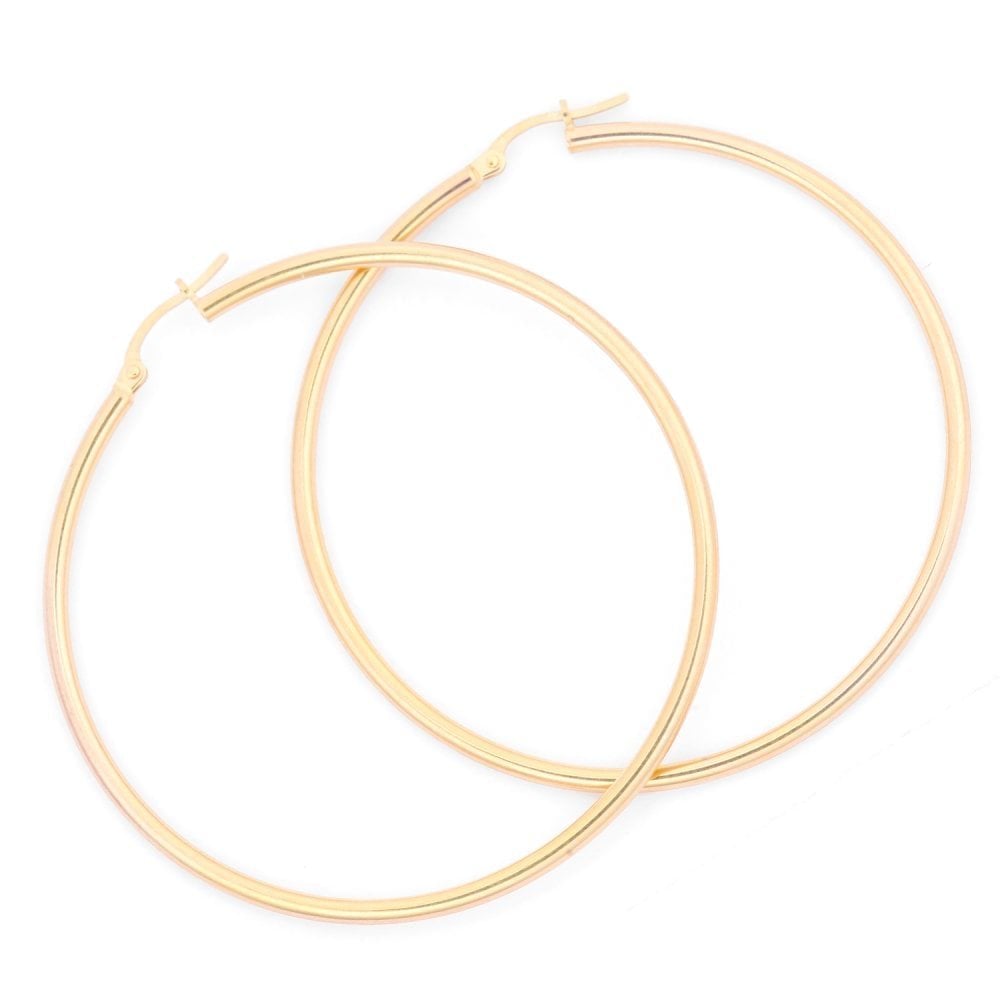 9ct Yellow Gold Large Slim Hoop Earrings