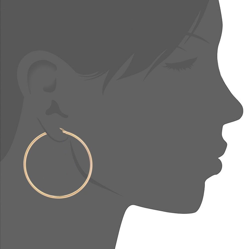 9ct Yellow Gold Large Slim Hoop Earrings