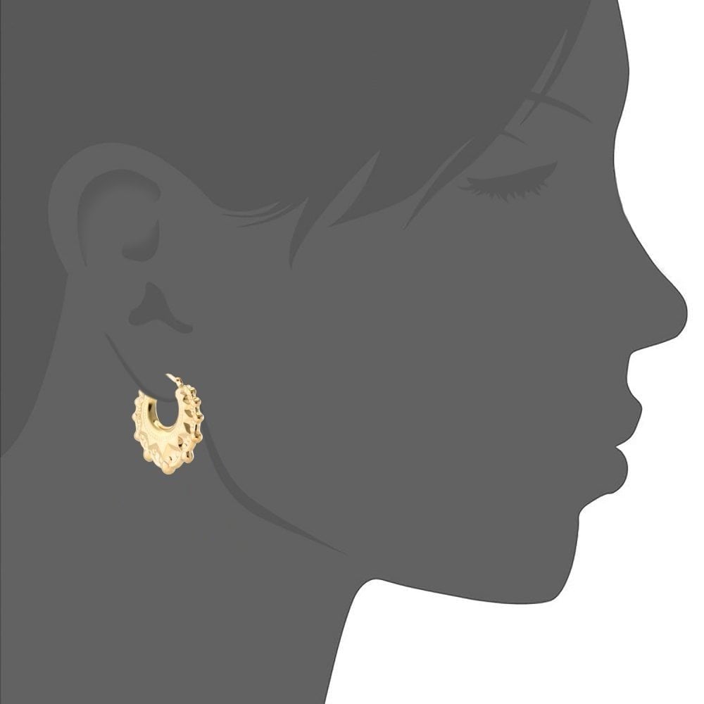 9ct Yellow Gold Women Victorian Spike Creole Earrings