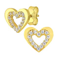 Cubic Zirconia Heart Earrings 9ct Yellow Gold | Prime Jewellery