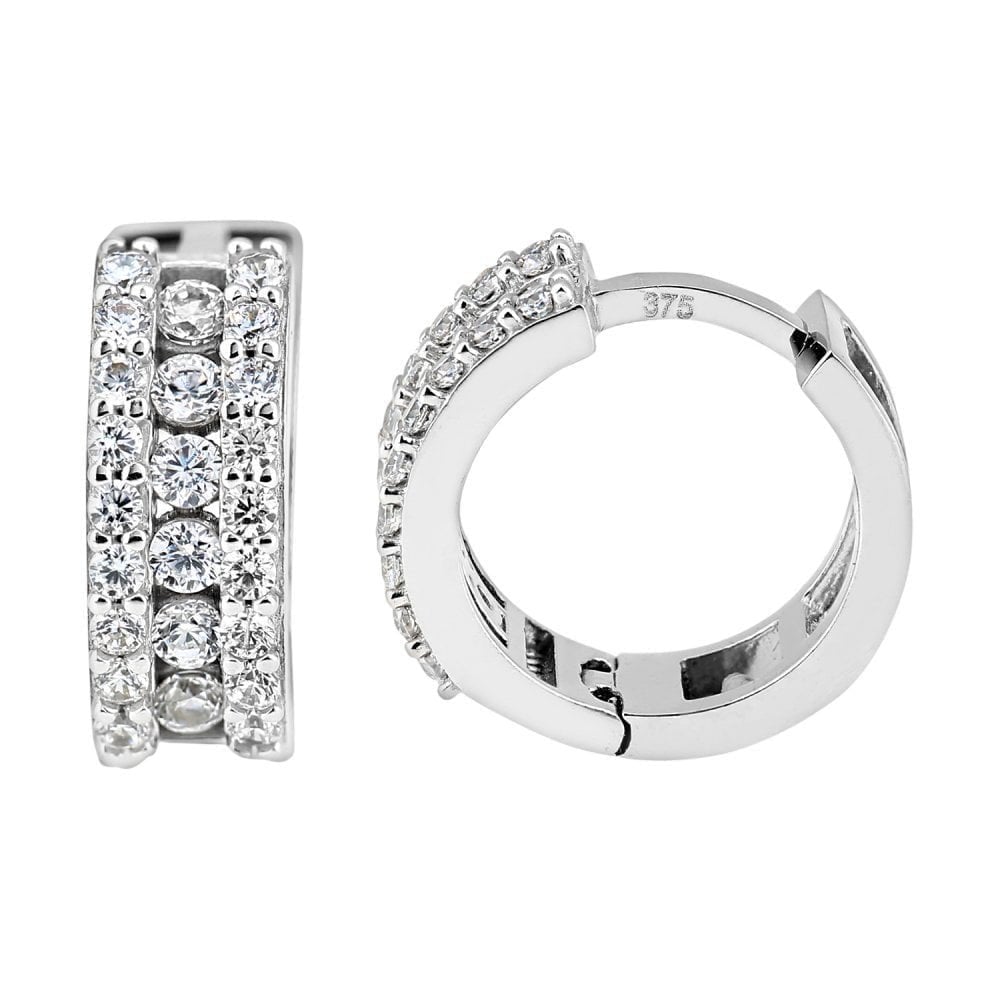Cubic Zirconia Huggie Hoop Earrings - detail view | Prime Jewellery