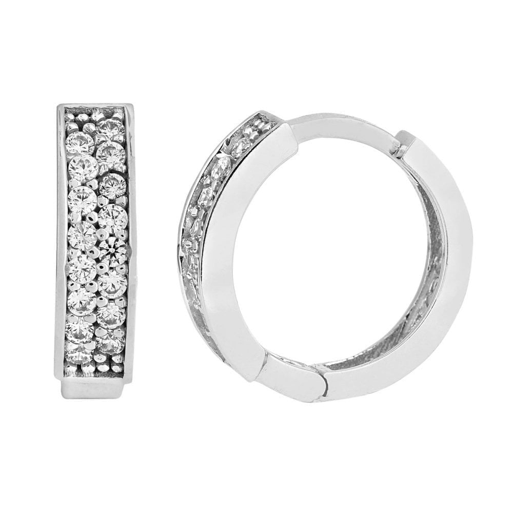 Cubic Zirconia Huggie Hoop Earrings - detail view | Prime Jewellery