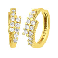 Cubic Zirconia Huggie Hoop Earrings 9ct Yellow Gold | Prime Jewellery
