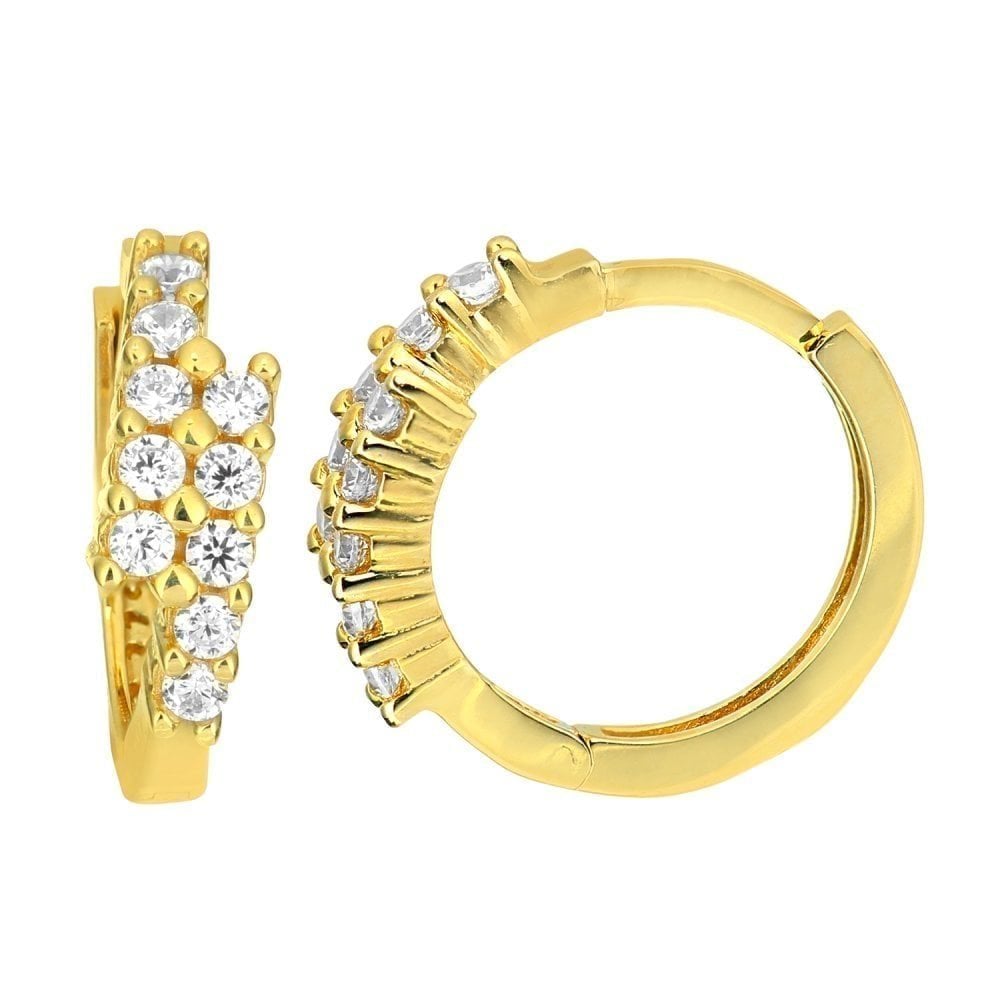 Cubic Zirconia Huggie Hoop Earrings - detail view | Prime Jewellery
