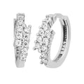 9ct White Gold Cubic Zirconia Crossover Design Huggie Hoop Earrings | Prime Jewellery