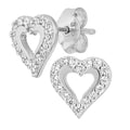 Cubic Zirconia Heart Stud Earrings 9ct White Gold | Prime Jewellery