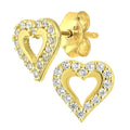 Cubic Zirconia Heart Stud Earrings 9ct Yellow Gold | Prime Jewellery