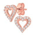 Cubic Zirconia Heart Stud Earrings 9ct Rose Gold | Prime Jewellery