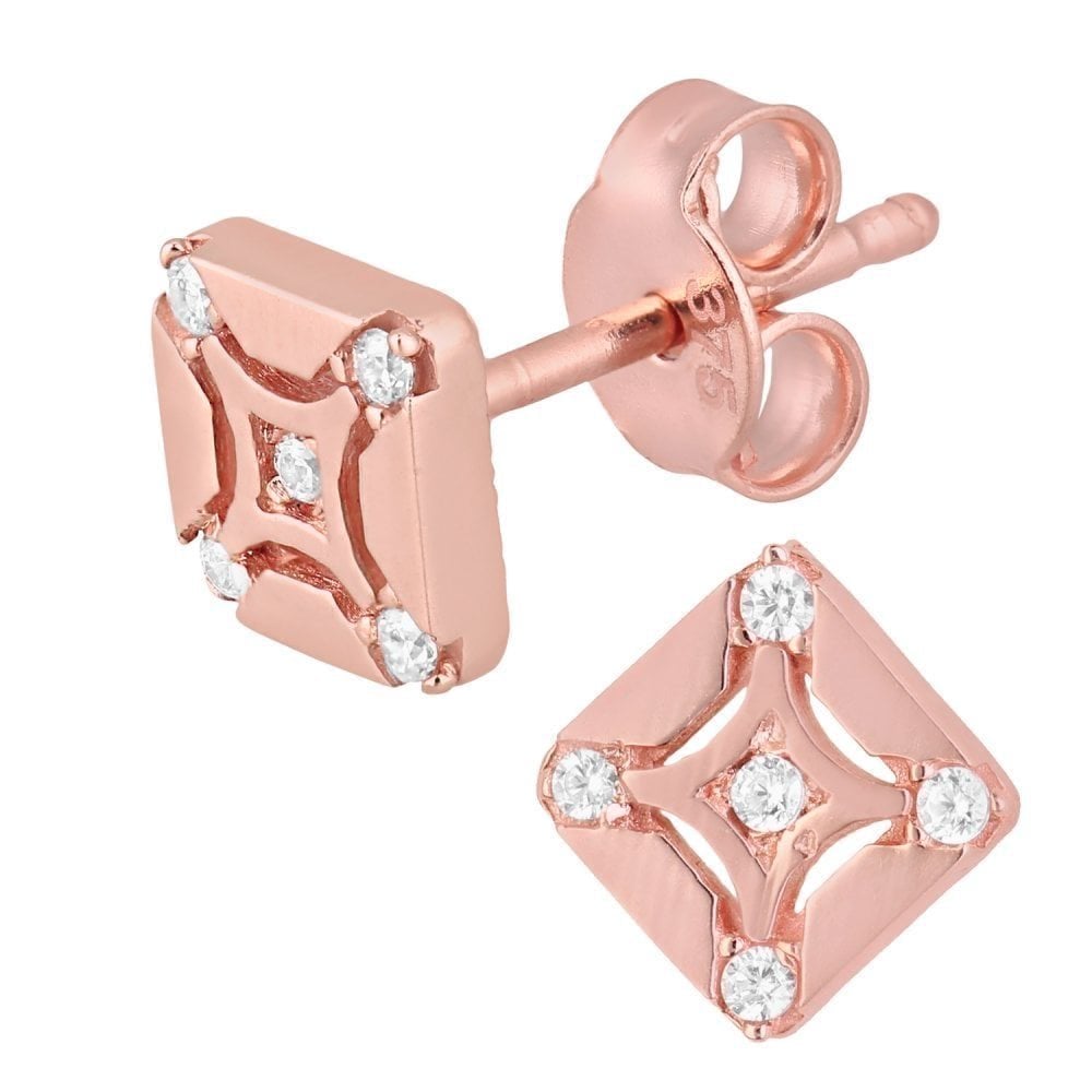Cubic Zirconia Stud Earrings 9ct Rose Gold | Prime Jewellery