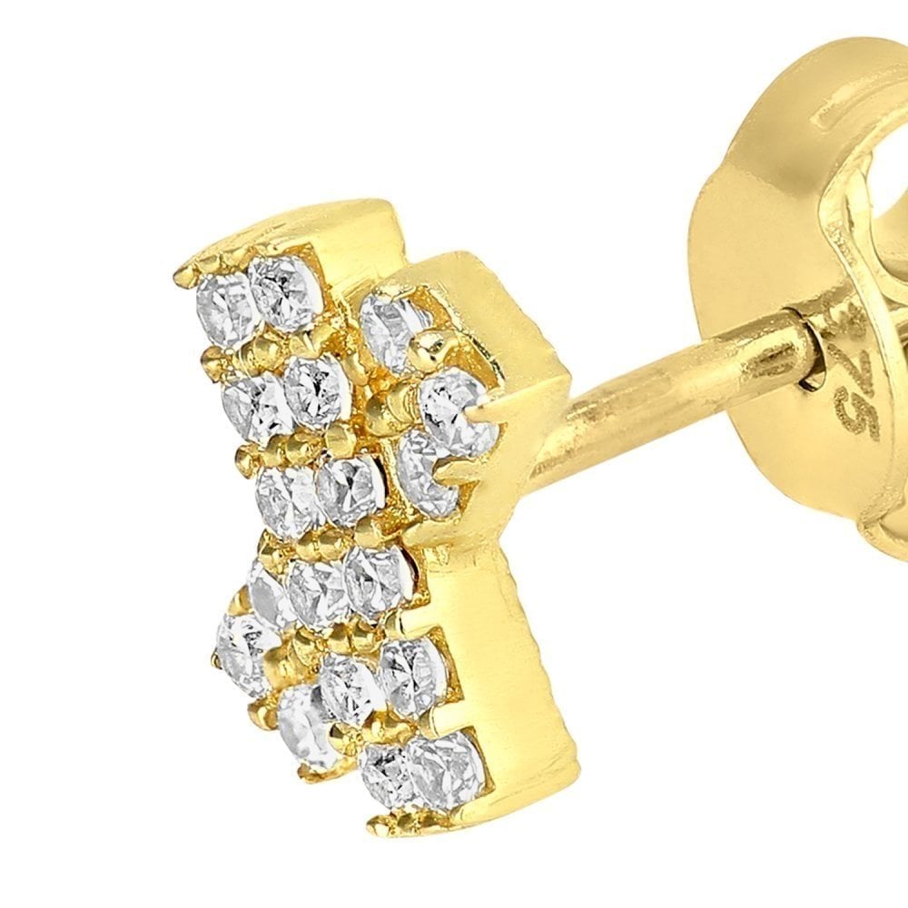 9ct Yellow Gold Kiss with Cubic Zirconia Stones Stud Earrings